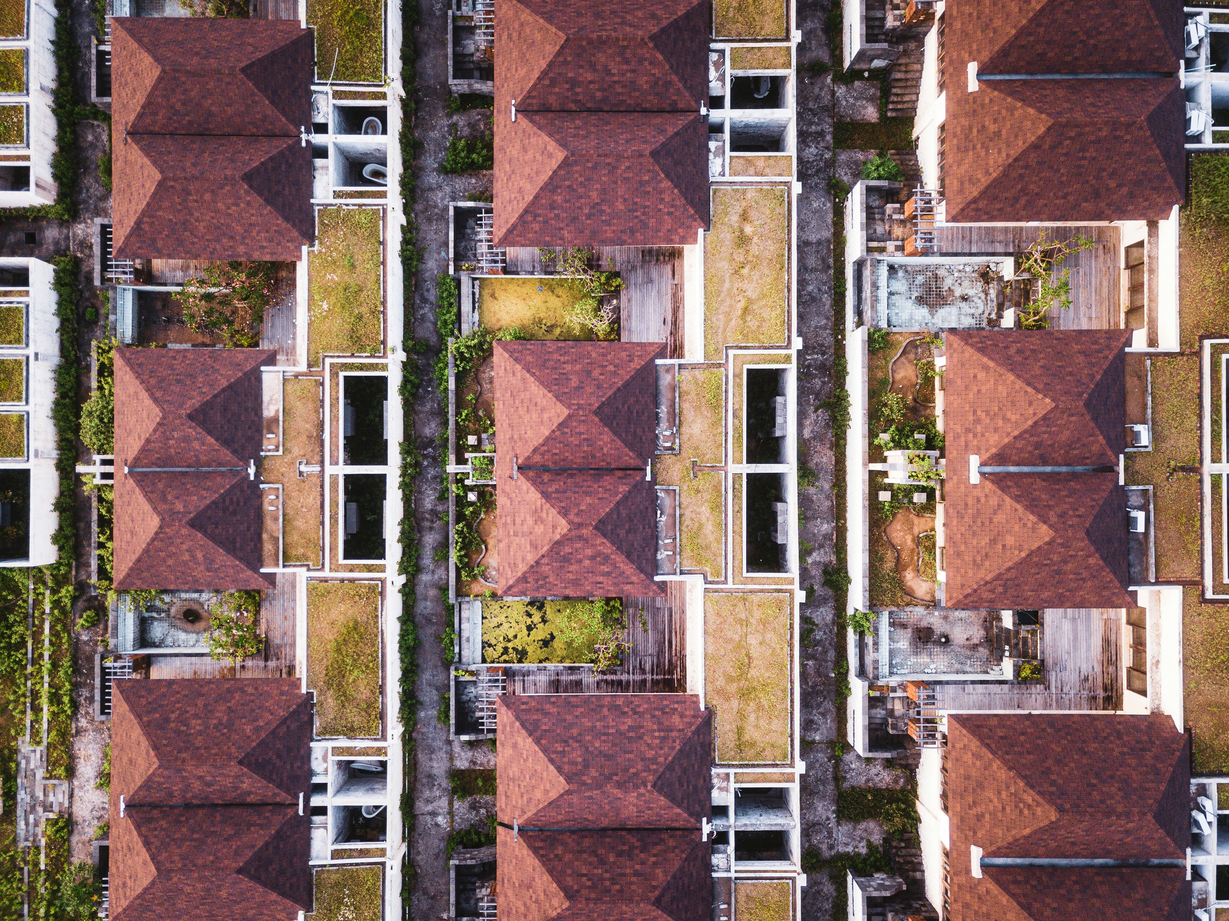 aerial view of brown and white concrete building